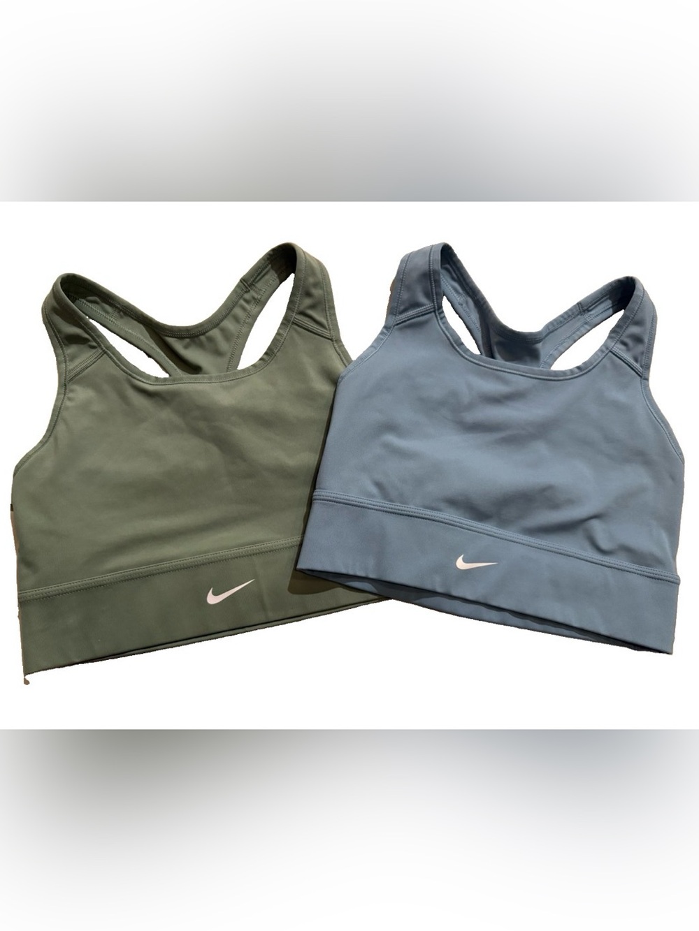 Nike Women's 2 Pack DRI-FIT Support Longline Athletic Logo Swoosh Sports Bras